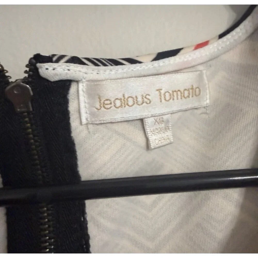 Jealous Tomato Stripe Floral Shift Dress Short Sleeves Back Zipper Size XSmall - Picture 3 of 8